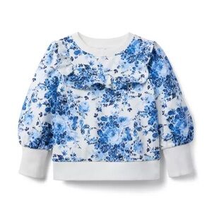 Janie and Jack Blue Floral Ruffle Sweatshirt